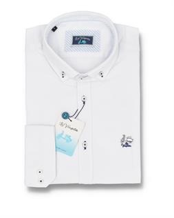 La Vespita camisa blanca con botones en el cuello para hombre